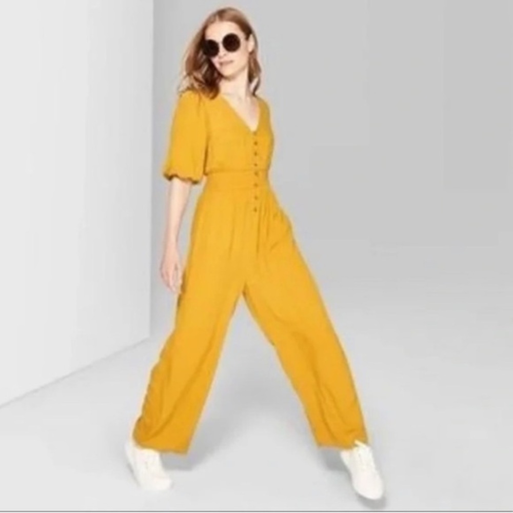 Wild Fable Mustard V-Neck Jumpsuit